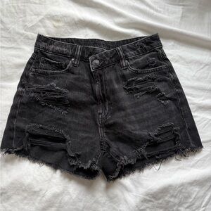 American Eagle Black Distressed Shorts Size 0
